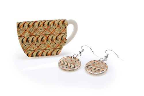 Tirzah Garwood 'Teacup' ceramic jewellery - 'orange & black feather'