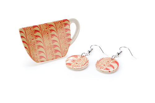 Tirzah Garwood 'Teacup' ceramic jewellery - 'orange fern'