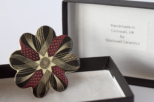 Corsage Ceramic Brooch (Pink), design by Eric Ravilious