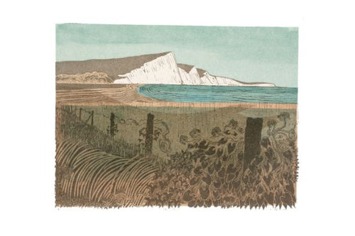 Robert Tavener, Cliffs & Foreshore, Seven Sisters, 1970, limited edition giclee print